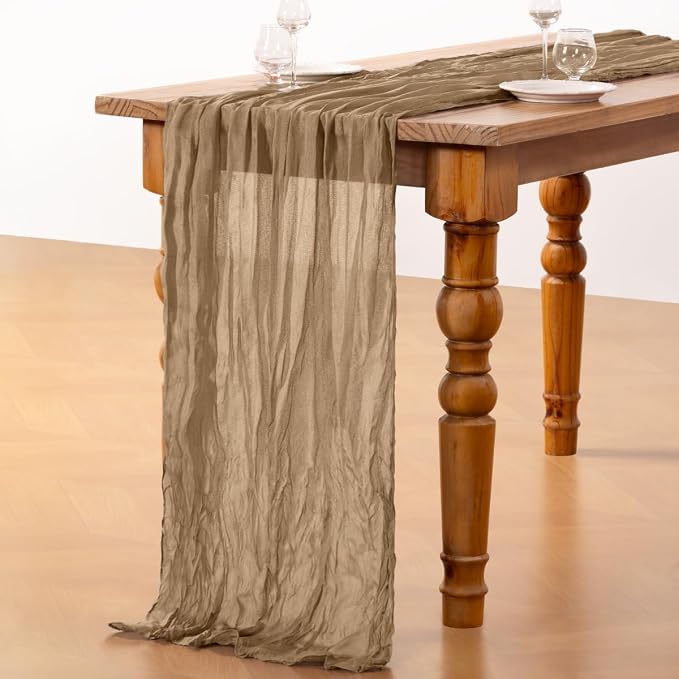 DeZerlor Nude Cheesecloth Table Runner 2 Pack Summer Table Runners Boho Gauze - Image 4
