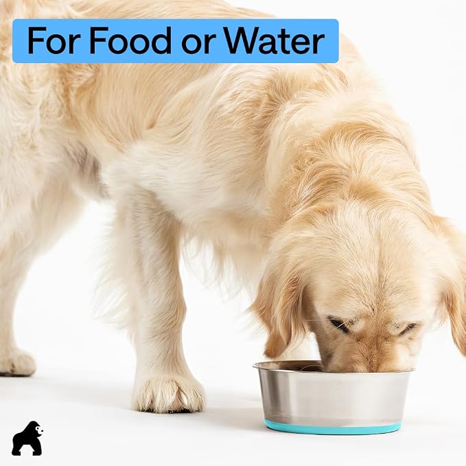 GORILLA GRIP Dog Bowl, Holds 4 Cups, Food Grade 304 Stainless Steel Food and - Image 8