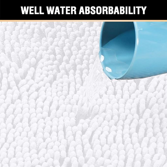 H.VERSAILTEX Pure White Bath Rug Super Soft Microfiber Non Slip Mat Absorption - Image 5