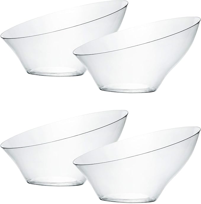 PLASTICPRO Disposable Angled Plastic Bowls Round Small Serving Bowl, Elegant by PLASTICPRO