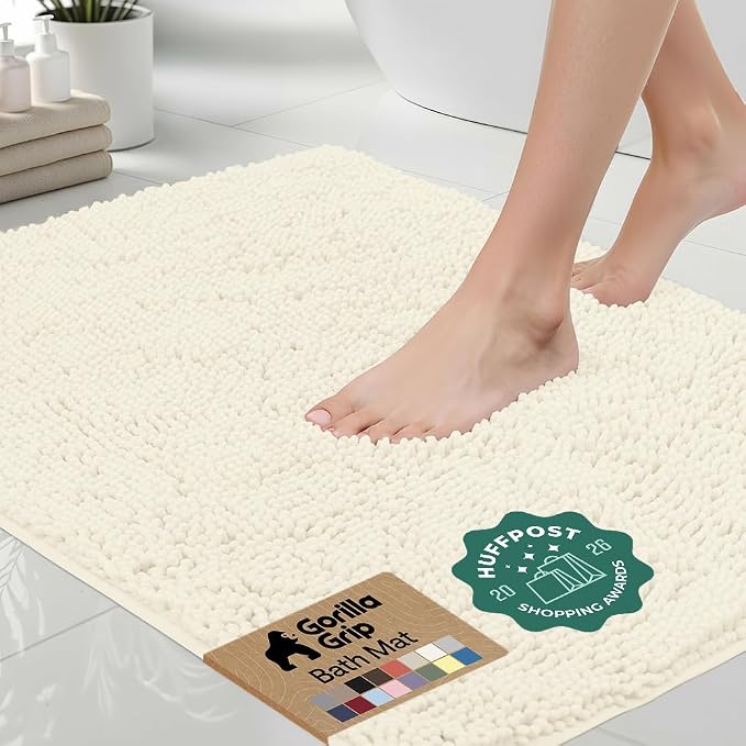 GORILLA GRIP Bath Rug Mat 60x24, Thick Soft Absorbent Chenille, Quick Dry by Unknown