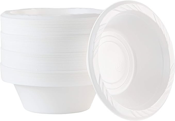 100 Count Disposable 5 ounce White Plastic Dessert Bowls by PLASTICPRO