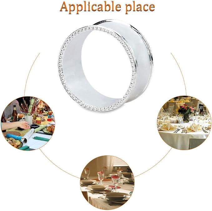 20 Pcs Stainless Steel Bead Side Napkin Rings - Image 6