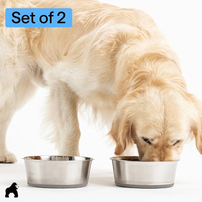 GORILLA GRIP Dog Bowls, Food Grade 304 Stainless Steel, Holds 2 Cups Each Food - Image 8