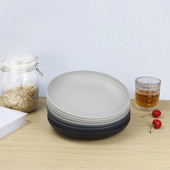 Wheat Straw Plates Unbreakable Deep Dinner Plates Set of 8 Lightweight Reusable - Image 5