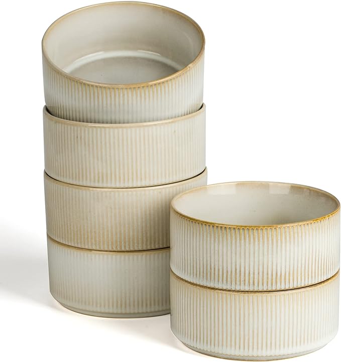 famiware Star Cereal Bowl Set, 23 oz Soup Bowls Set of 6, Cappuccino White | by Famiware