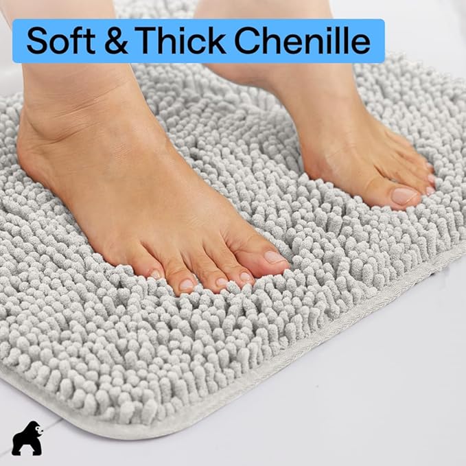 GORILLA GRIP Bath Rug Mat 42x24, Soft Absorbent Chenille, Quick Dry Microfiber - Image 4