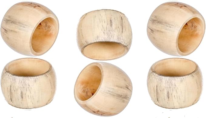 Handmade Acacia Wooden Napkin Rings Set of 12, Wood Napkin Holders - Image 3