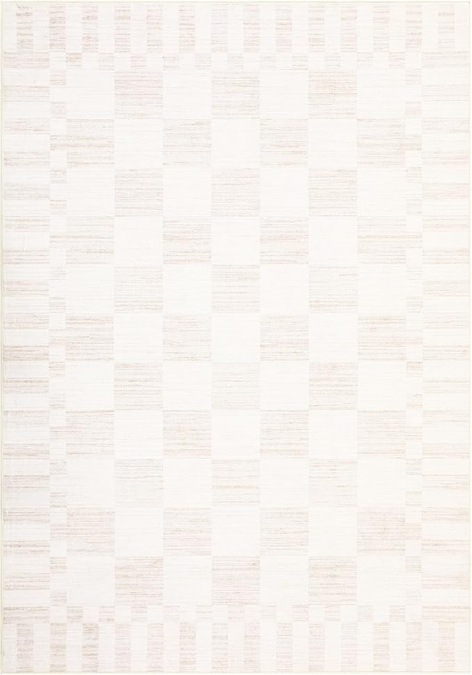 GarveeHome Beige Checkered Rug 5×7 Area Rugs - Image 5