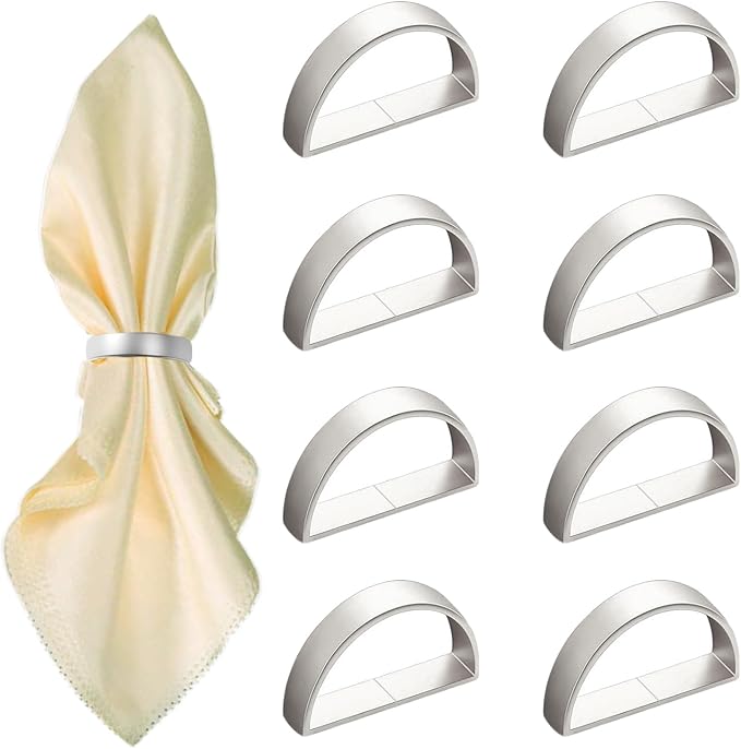 8 Pcs Silver Napkin Rings by GERILKAI