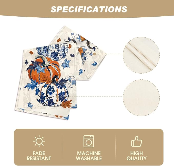 Artoid Mode 210 GSM Fall Table Runner 13x60 Inch Home Party Decor | Pumpkins - Image 5