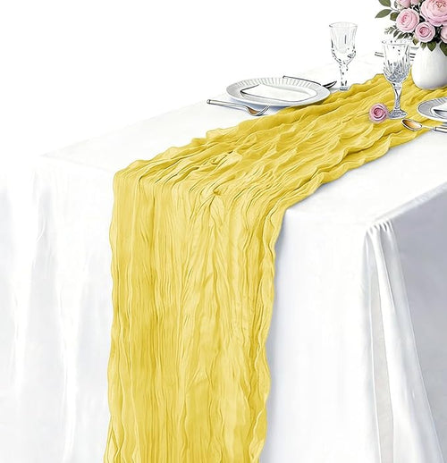 10 Pack Yellow Cheesecloth Table Runner 21 x 120 Inch Boho Gauze Sheer Table - Image 2