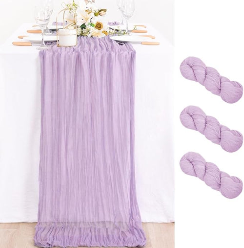 3 Pack Lilac Purple Cheesecloth Table Runner 10ft Boho Table Decor | by MLMC