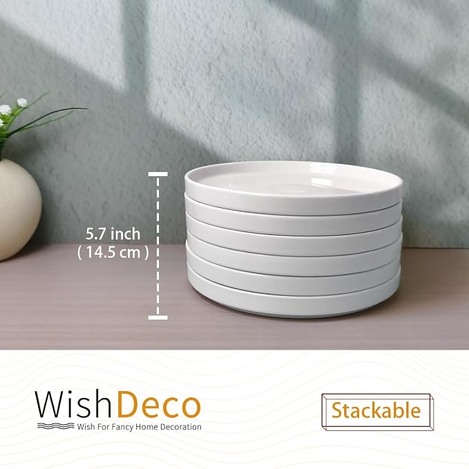 Ceramic Appetizer Plates Set of 6, Small Dessert Plates 7 inch, Porcelain - Image 8
