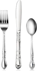 New Star Foodservice Rose Pattern Stainless Steel Flatware Set, 3-Piece Set by NewStarFoodservice