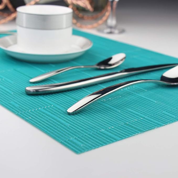 PIGCHCY Placemats, Washable Durable Vinyl Woven Table Mats, Elegant Heat - Image 6