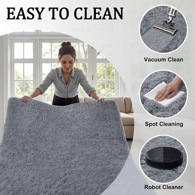 Area Rugs 9x12 Living Room Bedroom: Soft Fluffy Shag Rugs Upgrade Non-Slip High - Image 5