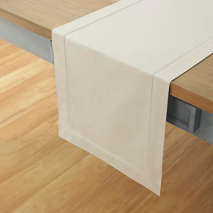Solino Home Cotton Linen Dining Table Runner Linen Hemstitch, 14 x 120 in | - Image 2