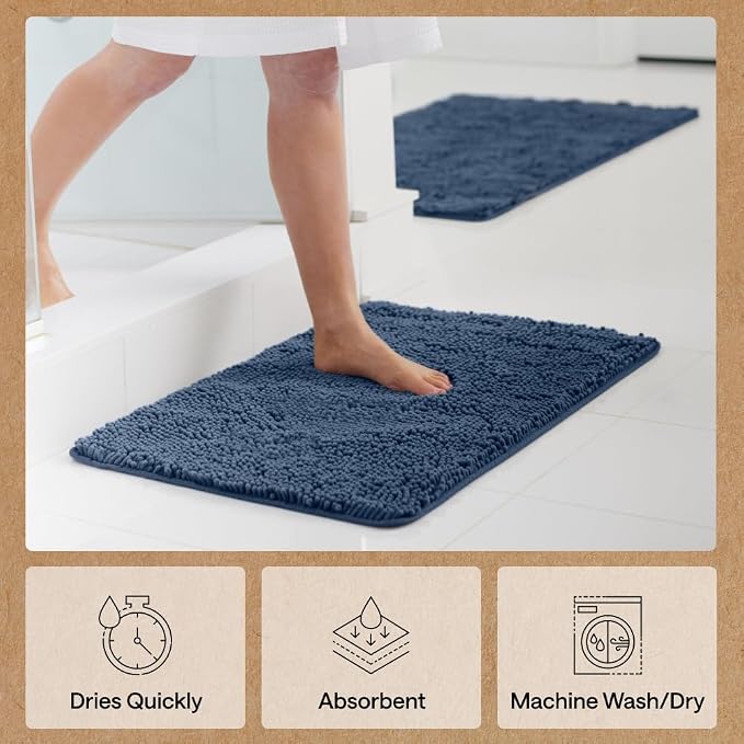 GORILLA GRIP Bath Rug Mat 44x26, Soft Absorbent Chenille, Quick Dry Microfiber - Image 7