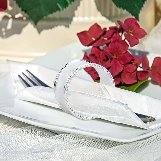6 Pcs Stainless Steel Bead Side Napkin Rings - Image 3