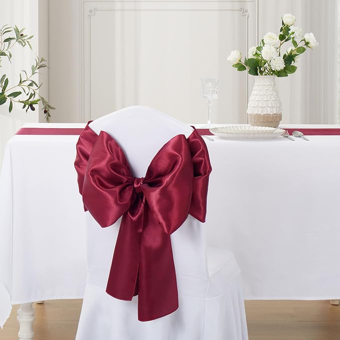 Burgundy Satin Table Runner, 12x108 Inches, 4 Pack | Premium Satin, Smooth - Image 3