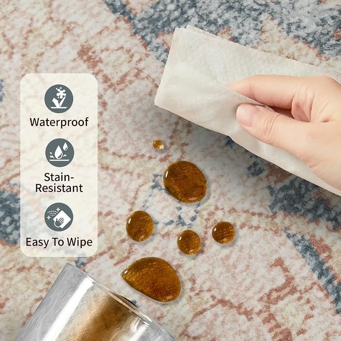 Rugxara 6x9 Area Rugs for Living Room Bedroom, Large Washable Rug, Coral - Image 9