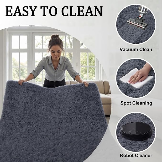 Area Rug for Living Room Bedroom: 4x6 Soft Fluffy Shag Rugs Upgrade Non-Slip - Image 7
