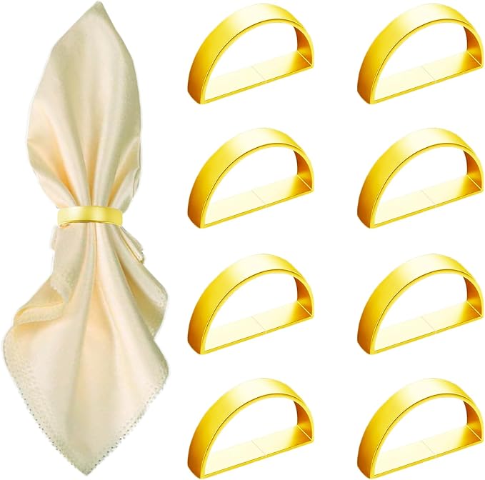8 Pcs Gold Napkin Rings by GERILKAI