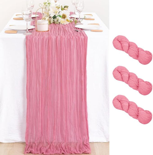 3 Pack Mauve Cheesecloth Table Runner10ft Rustic Sheer Gauze Runner | by MLMC