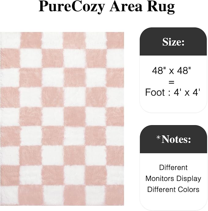 PureCozy Checkered 4x4 Round Rug - Image 2