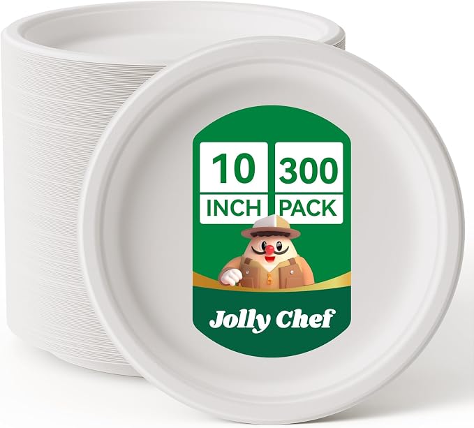 Compostable Heavy Duty Plates   Eco-Friendly Disposable White by JOLLYCHEF