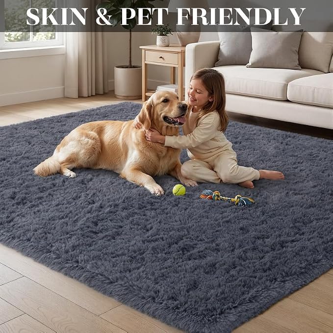 Area Rug for Living Room Bedroom: 4x6 Soft Fluffy Shag Rugs Upgrade Non-Slip - Image 3