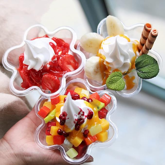 TOFLEN 8 oz Dessert Cups with Spoons, 50 Pack | Clear Plastic, Disposable - Image 4