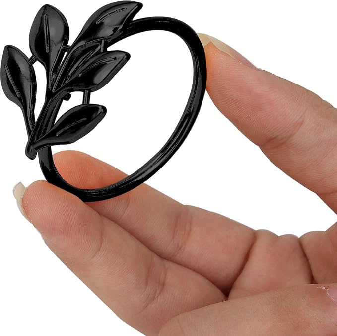 KPOSIYA Set of 6 Leaf Napkin Rings Metal Gold Napkin Holder Table Napkin Rings - Image 7