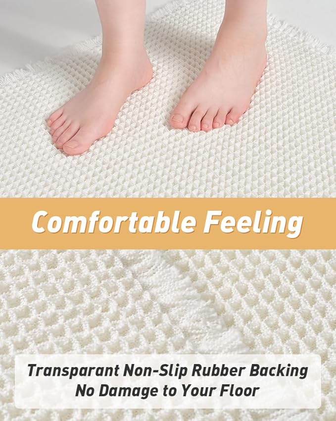 Upgraded Waffle Bath Mats Set of 2, Super Absorbent Non Slip Bath Mats - Image 3