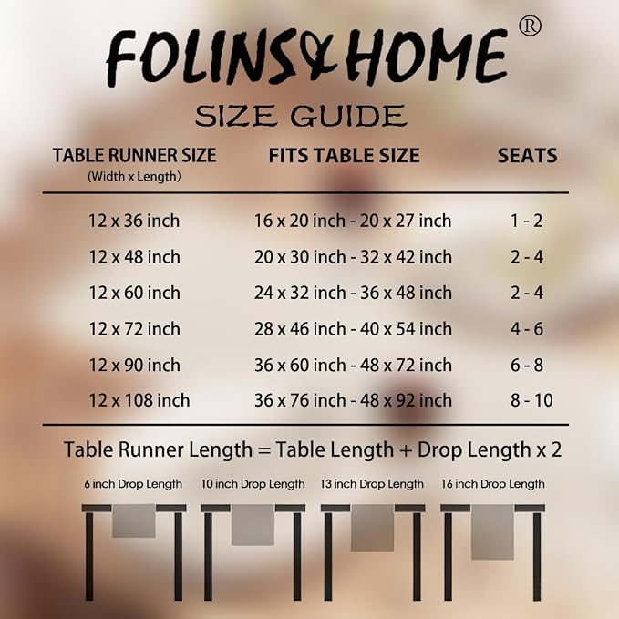 FOLINS&HOME Beige Waterproof Decorative Table Runner 90 Inches Long | 210GSM - Image 6