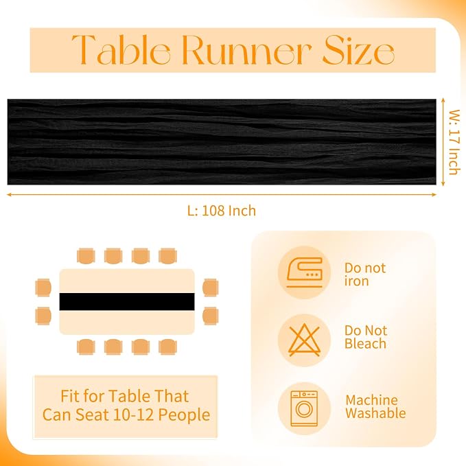 10 Pack Black Cheesecloth Table Runner 17x108 Inch Boho Gauze Cheese Cloth - Image 2