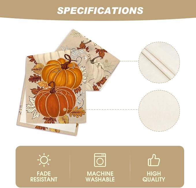 Artoid Mode 210 GSM Fall Table Runner 13x72 Inch Home Party Decor | Orange - Image 5