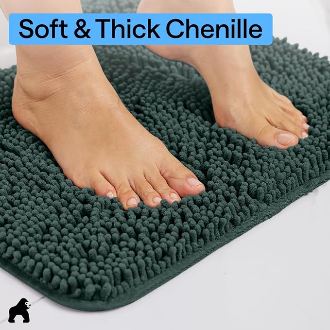 GORILLA GRIP Bath Rug Mat 36x24, Thick Soft Absorbent Chenille, Quick Dry - Image 4