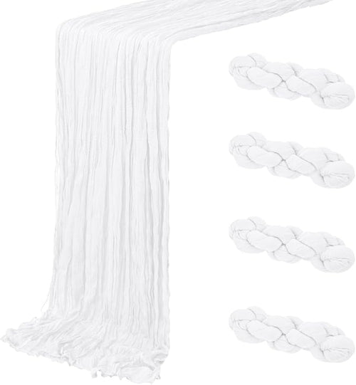 4 Pack White Cheesecloth Table Runner 20 x 120 inch Gauze Table Runners 10 FT by ACSUIT