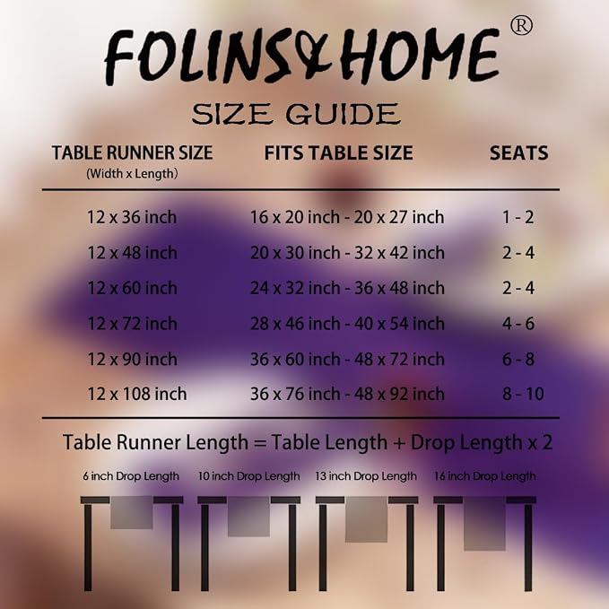 FOLINS&HOME Purple Waterproof Decorative Table Runner 60 Inches Long | 210GSM - Image 6