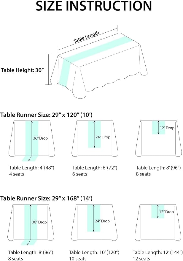 Ling's Moment 10Ft Chiffon Table Runner, Sage Green | Light Green Sheer - Image 8