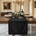 Signature Linen™ by D'Moksha Black Table Runner 72 Inches Long, 100% Pure Linen by DMokshaHomes