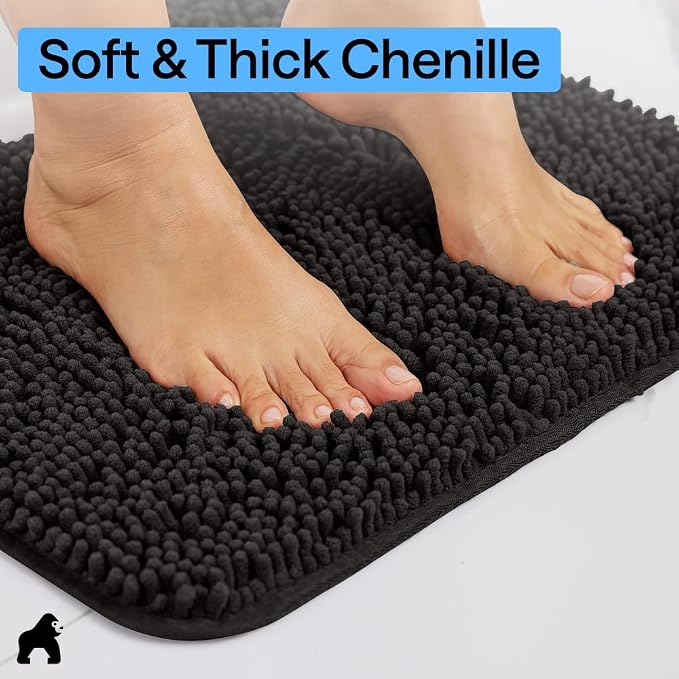 GORILLA GRIP Bath Rug Mat 70x24, Thick Soft Absorbent Chenille, Quick Dry - Image 4