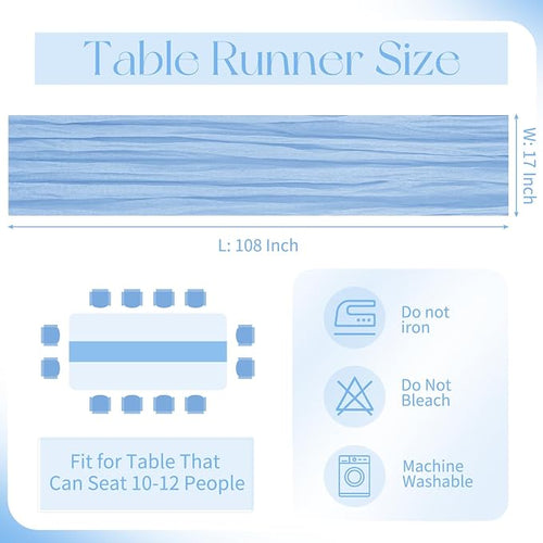 10 Pack Light Blue Cheesecloth Table Runner 17x108 Inch Boho Gauze Cheese Cloth - Image 2