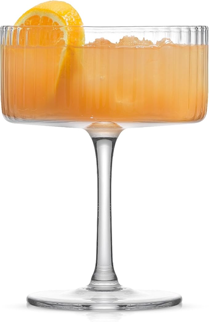 JoyJolt Elle Fluted 10oz Coupe Glass Set of 2, Unique Champagne Glasses - Image 3