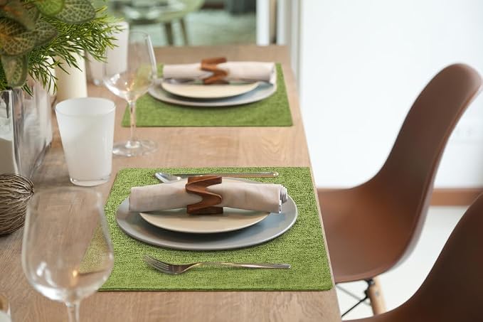 Faux Cotton Linen Placemats Set of 8, Cloth Washable Farmhouse Dining Table Mats - Image 9