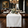 Signature Linen™ by D'Moksha White Table Runner 132 Inches Long, 100% Pure Linen by DMokshaHomes