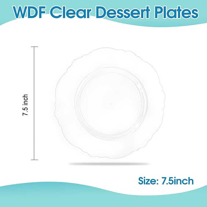 60pcs Clear Plastic Dessert Plates Disposable -7.5inch Small Disposable Clear - Image 3