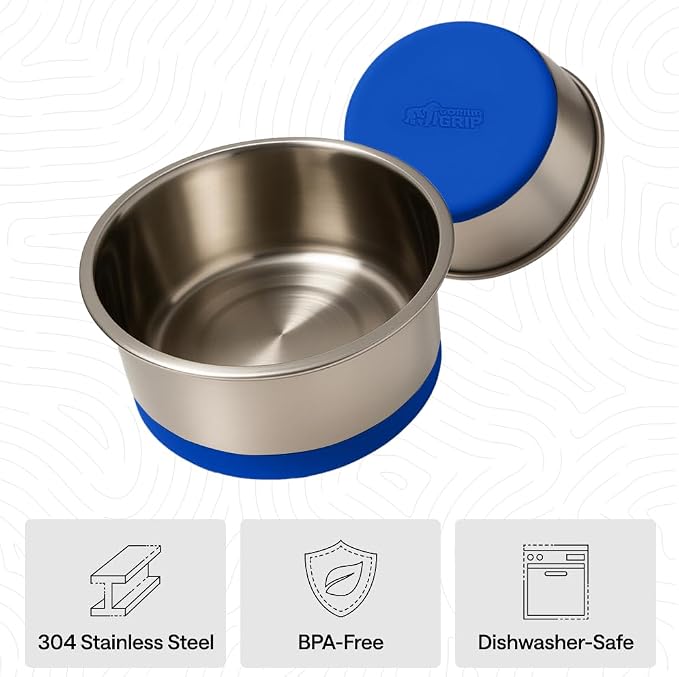 GORILLA GRIP Dog Bowls, Food Grade 304 Stainless Steel, Holds 2 Cups Each Food - Image 6